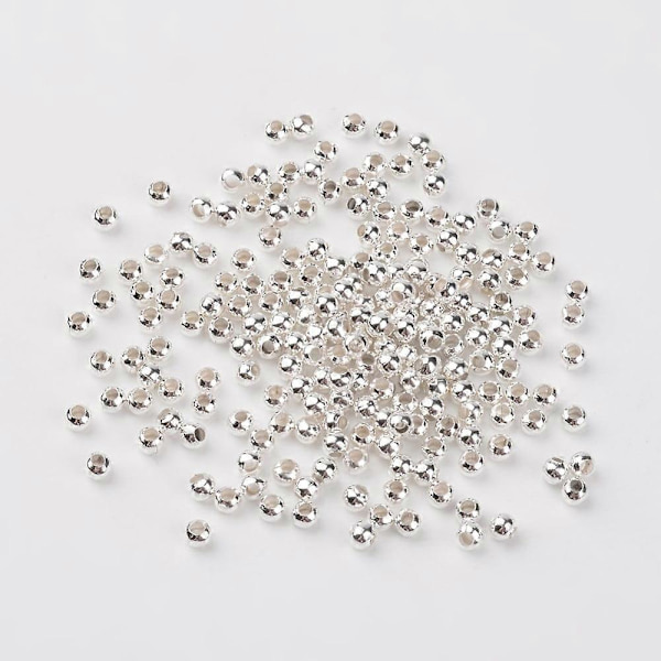Järnmellanläggsskulpterade pärlor Runda Silverfärgade Pläterade 3mm i diameter 3mm tjocka Hål: 1.2mm cirka 404st/20g