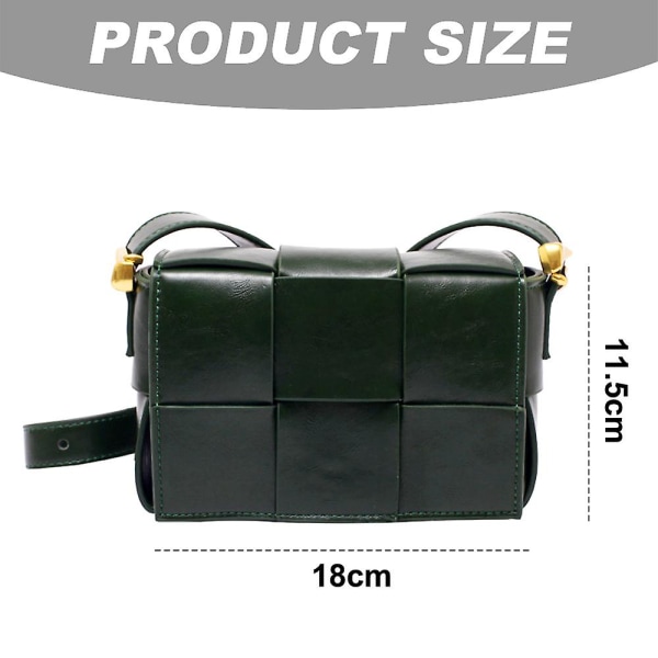 Dame Vevd Polstret Boks Messenger Bag, PU Lær Skulderveske Mote Håndveske Dame Clutch Bag. green
