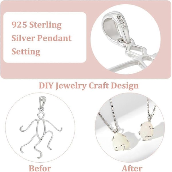 2 st 925 Sterling Silver 5-klo Prong Hängehänge Tomma Twist Hänge för Nuggets Hänge DIY Halsband Smyckestillverkning