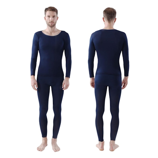 Vintervarm baslager topp långärmad rund hals underkläder för kroppsbyggnadstillbehör Navy Blue