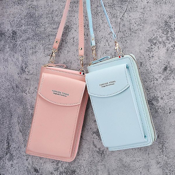 Dame Crossbody Veske Mobiltelefon Lommebok PU Lær Skulderveske Mobiltelefon Kort Red
