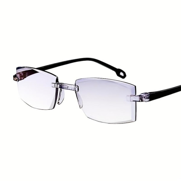 2408 Elegant PC-glasögon för män Intelligent Zoom Anti-blått ljus Ramlösa presbyopiska läsglasögon med dubbla ändamål 300 degree