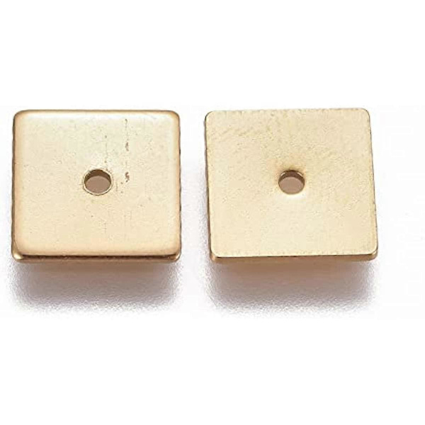 20 stk. 8 mm avstandsperler, gyldne septumperler, firkantede avstandsperler, løse stopperperler, 304 rustfrie stålperler for DIY-håndverk og smykkelaging