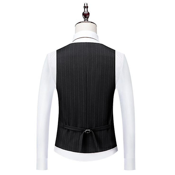 Miesten Ruudullinen 3-osainen Puku Slim Fit, Kaksoisrintainen Ruudullinen Pukusetti Light Grey XS