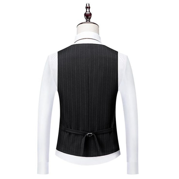Pläd för män 3-delad kostym Slim Fit-dräkt, dubbelknäppt set Black XL