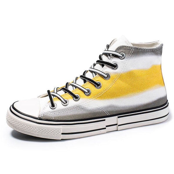 Herr Canvas Sneakers Mode Sneakers Låg Topp Tennis Sneakers Snörning Casual Skor 3D8768-1 Yellow EU 43