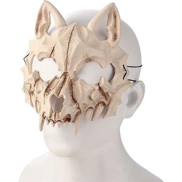 Halloween-skallemask, varulvsmask, japansk mask, djurskelettmask, Halloween-skräckmask för vuxna och barn, vargmask