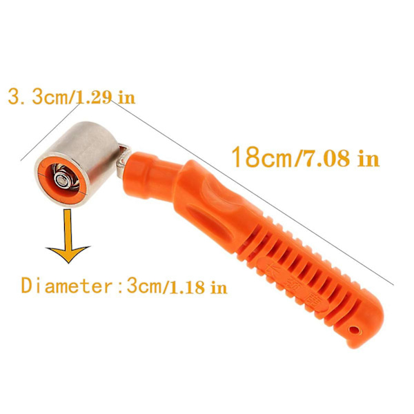 Tapetrulle i rustfritt stål, trykkrulle, tapetrullehåndtak, hjemmedekorasjon, DIY-verktøy for tapet, 30 mm (oransje)