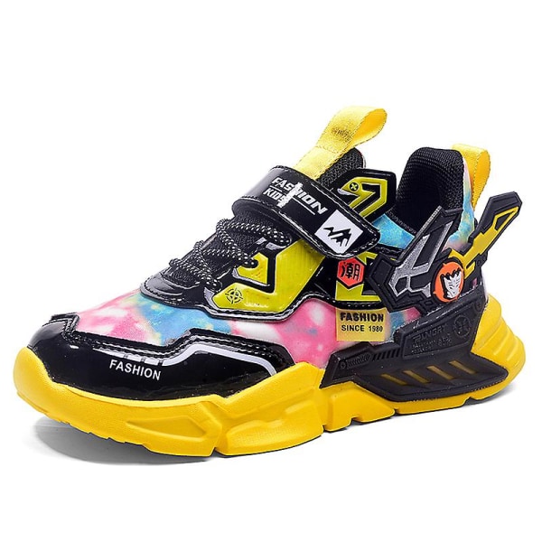 Barn Sneakers Andningsbara Löparskor Mode Sport Skor 606 Yellow EU 35