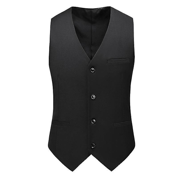 Klassisk affärsväst för män, regular fit smokingväst Black L