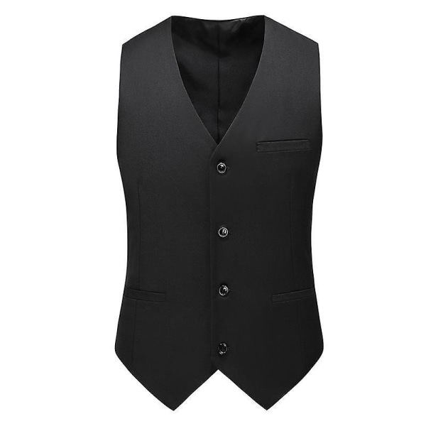 Klassisk kostymväst för män, smokingväst med normal passform Black L