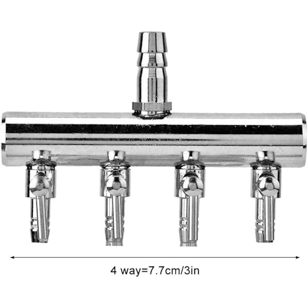 Luftfordeler for dam, 4-veis Justerbare Akvarieluftventiler, Luftledningsdeler, Akvariumluftstrømningsventil for Akvarium, T-luftsplitterutløp (4 veier)
