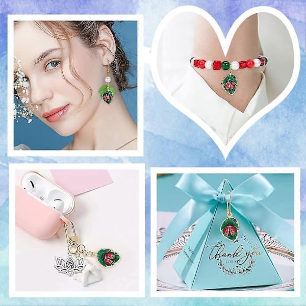 1 Æske 30 STK Mariehøne Charms Bulk Insekt Charm Mariehøne Legering Rød Emalje Lykkebringende Mariehøns Blade Biller Dyre Charms