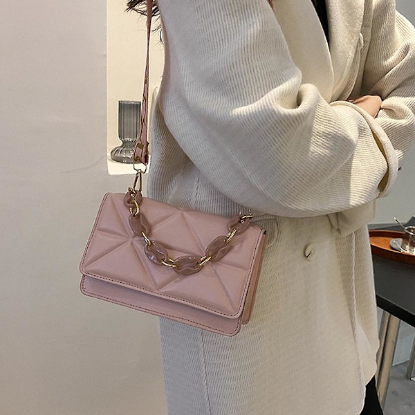 Naisten olkalaukku Vintage Keinonahkainen Klassinen Clutch Käsilaukku pink