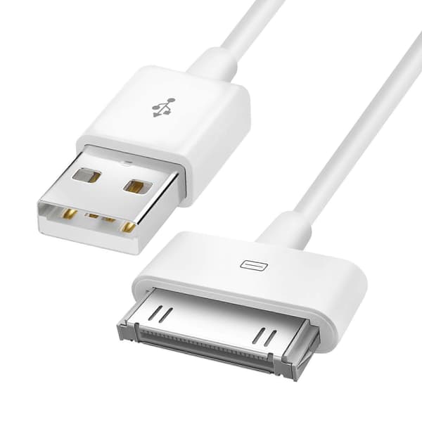 Apple Kabel 30 Pin til USB Opladning og Synkronisering Længde 1m, Hvid