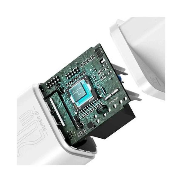 USB-C 20W Sector Oplader med USB-C/Lightning Kabel White