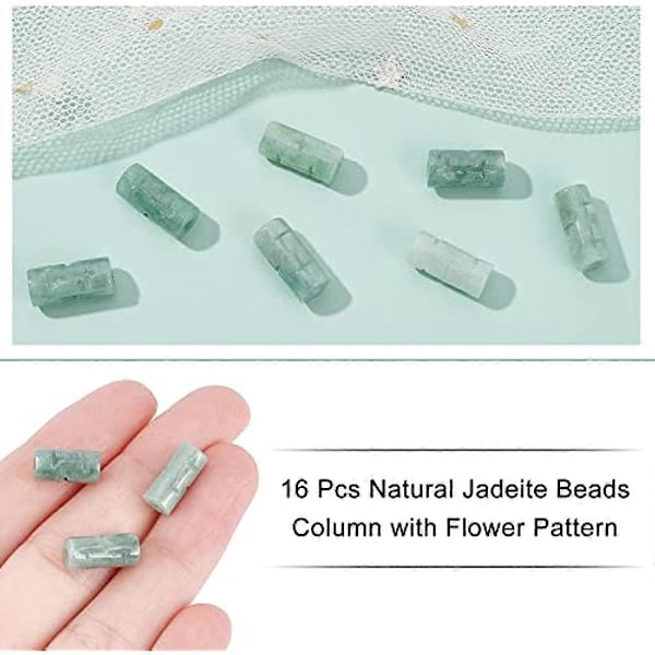 16 kpl Luonnon Jadeiittihelmiä Pylväs Kivihelmet Putken Muoto Jade Kivi Kaiverrus Kukka Jalokivihelmet DIY Rannekoruihin Kaulakoruihin Korujen Valmistukseen