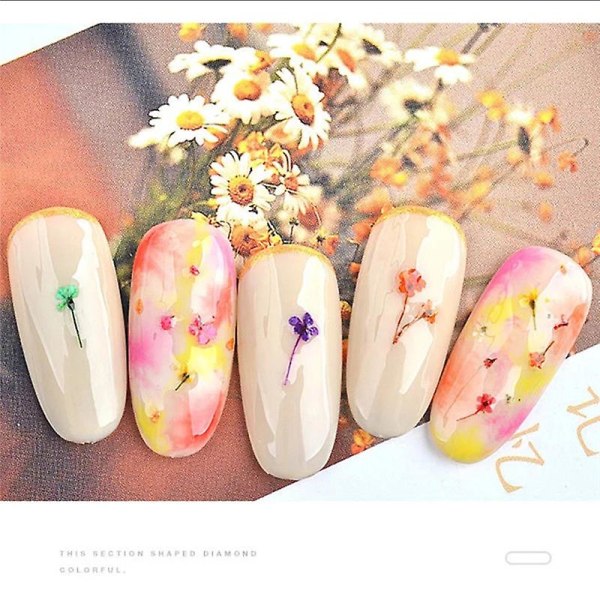 36 bitar av kombinerade nagelprydnader Handgjorda handgjorda nagelklistermärken för handgjorda blommor, torkad blomhortensia snöpärlor Blomdekorationer B