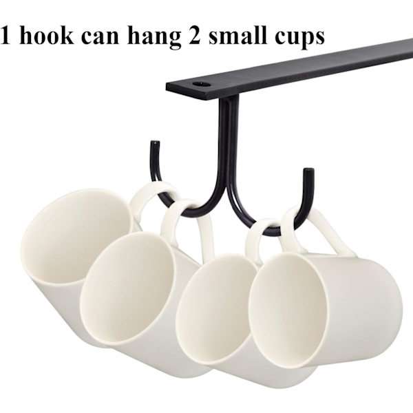 Mocoum Mugghållare under skåp, Rustik Mugghållare Organizer Rack Kopphållare under hylla 12 Hängande Krokar Rack för Muggar Black
