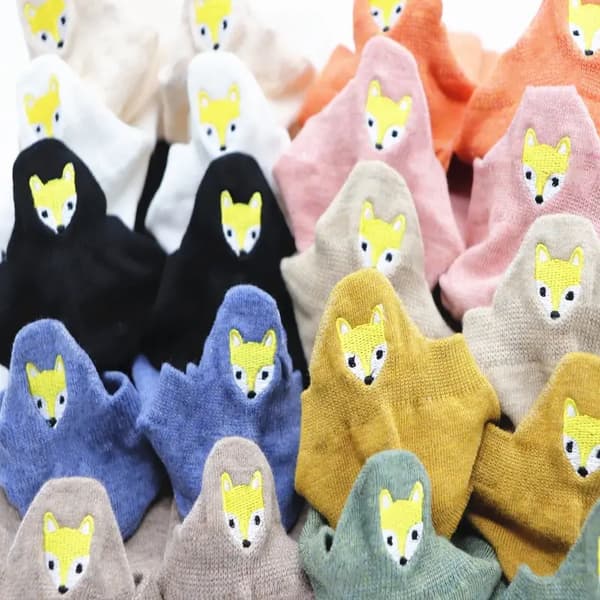 10 par dame Golden Fox broderede ankelstrømper i bomuld