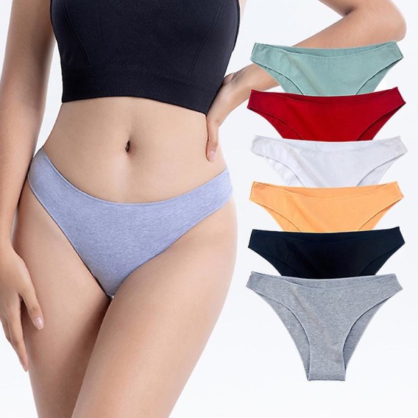 Damunderkläder i bomull stretch eller rayon bikini bekväma trosor mjuka låga midja-6 pack L