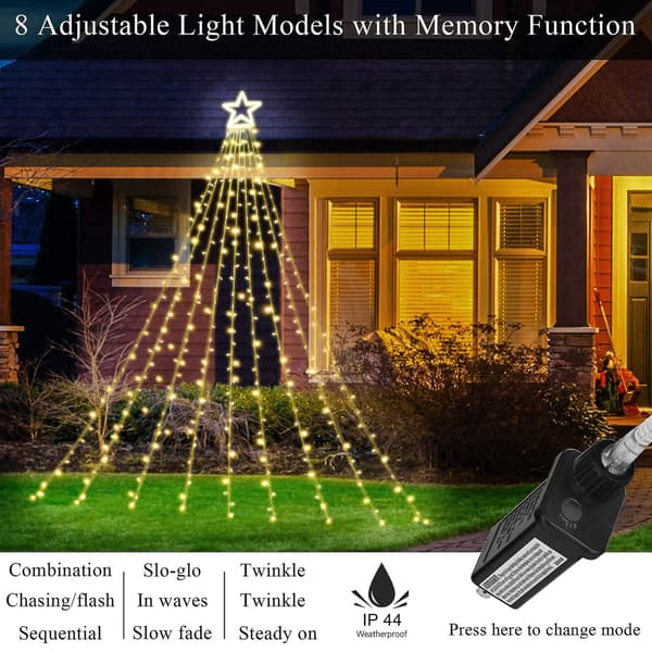 Julepynt Stjernelys Lysstreng, Led Julelys Eventyrlys Blinkende Lys Til Udendørs Ferie Warm light EU Plug