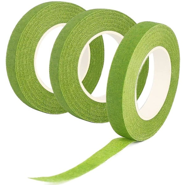 Gräsgröna blomstertejper för bukettstamomslag och hantverk, 1/2\" bred x 30 yards lång, 3-pack
