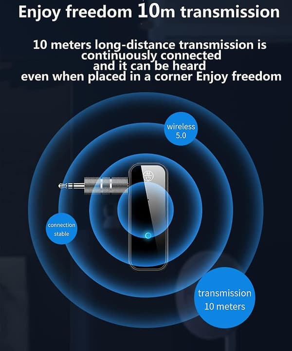 Bluetooth Receiver Aux Jack, 3,5 mm Bluetooth-adapter til bil med stereoudgang