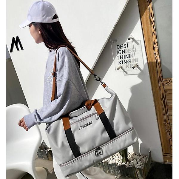 Stor Resväska Gymväska, Resväska Duffel Bag Weekender Övernattningsväska Grey