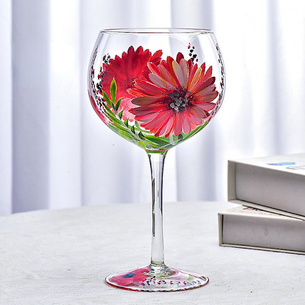 1 st handmålat vinglas i högkvalitativt glas, kristall, högt glas, hushåll, nischglas, vinglas A009