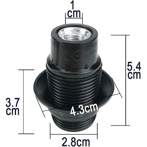 Musta E14-kierre, 4 kpl E14-kanta, e14-kanta polttimolle, tukeva polttimon kanta, musta adapterikanta