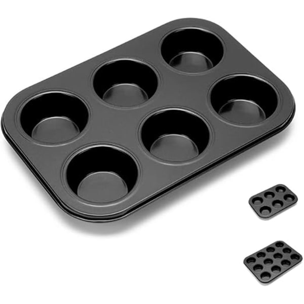 Mini-muffinssivut tarttumaton leivinpelti kuppikakkuihin, hiiliteräspinnoite nopealla piiraiden ja jälkiruokien irrotuksella (6 kuppia)