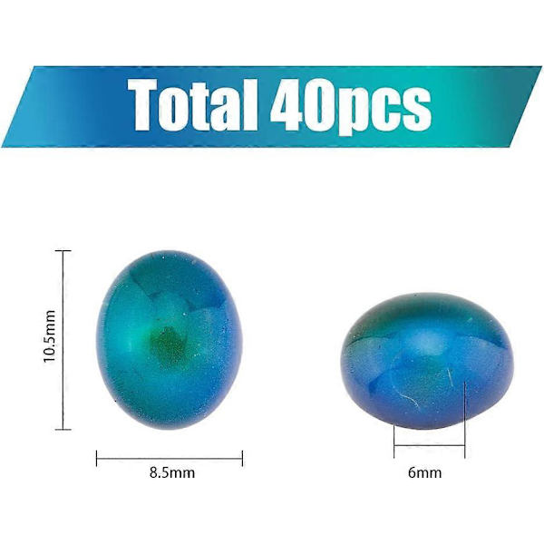 40 stk. Sorte Ovale Glas Cabochoner Temperaturfølsomme Farveskiftende Cabochon Perler Gennemsigtige Skiftende Farve Humør Glas Perler til Smykkefremstilling DI