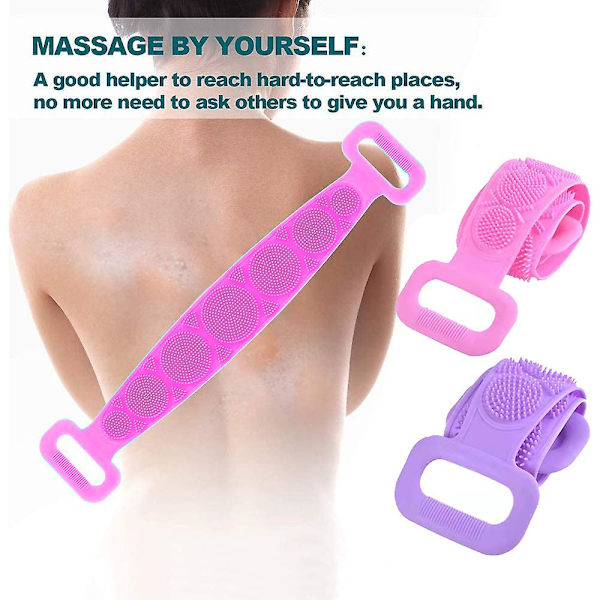 2 st silikonbadborste för ryggrengöring, lång remsa kroppsborste för exfoliering av män och kvinnor style2