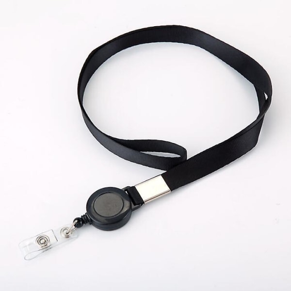 Rulle-lanyard halsrem til badgeholder - kontorartikler Black
