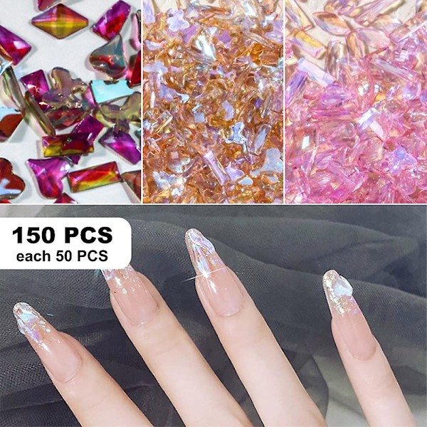 3D nagelkonst Aurora Rhinestone Multi-form blandade nagelkristallhantverk glänsande nagelkonstdekoration DIY nagelkonstdesign Set2