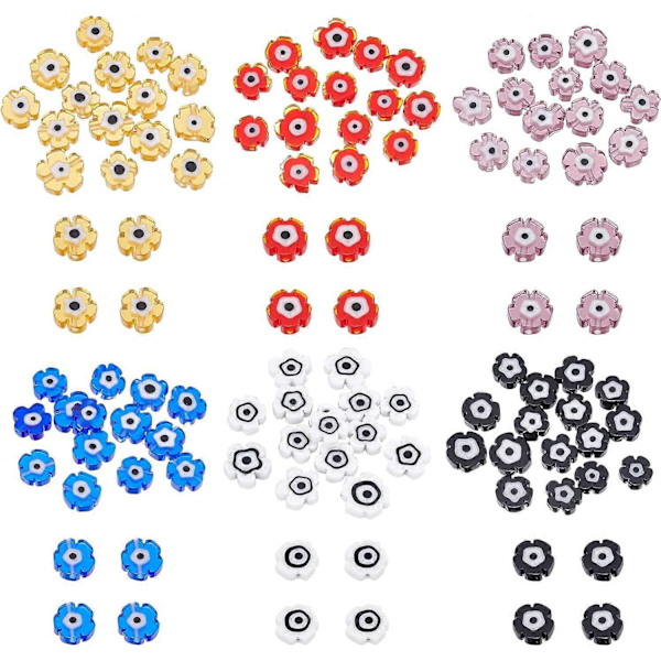 120 stk. onde øje perler, håndlavede lampwork perler til halskæde DIY smykkefremstilling 0,28x0,28x0,12 tommer