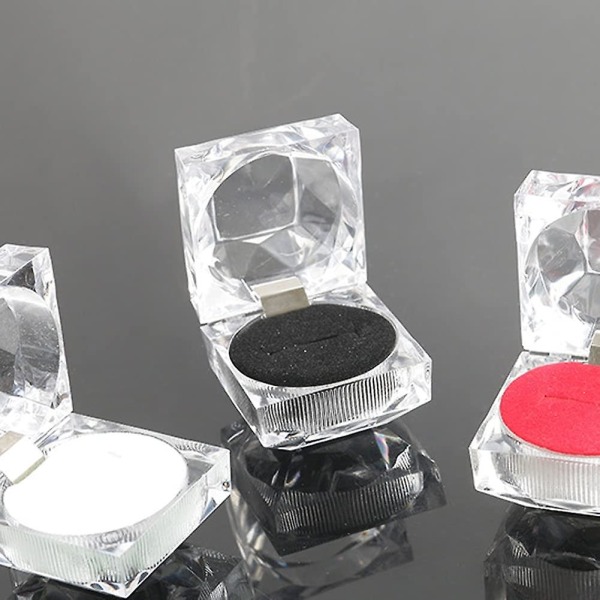4 Stykker Akryl Ringæske Enkelt Ring Akryl Display Smykkeskrin Akryl Ring Displayæske Ring Ørering Akryl Gaveæske Akryl Display Organizer Cas