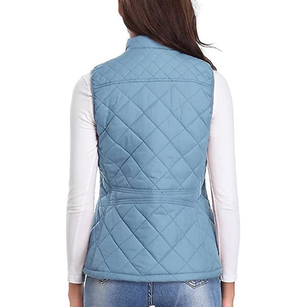 Vattert Vest med Glidelås for Kvinner, Ermeløs Jakkevest Blue XL