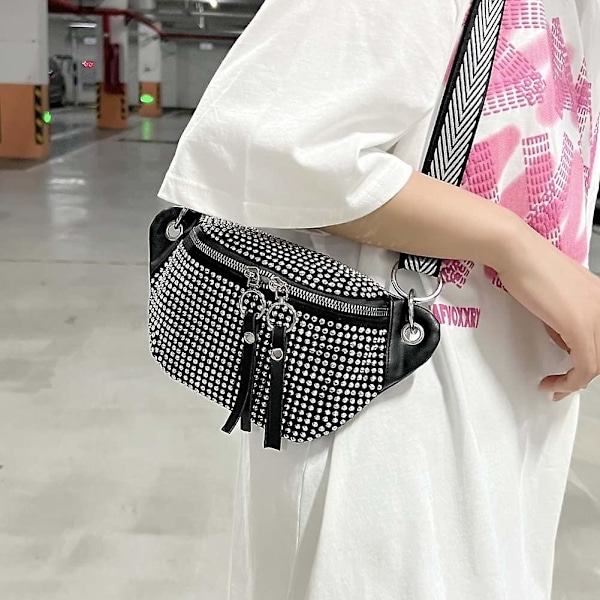 Dame Funklende Rhinestone Bæltetaske, Crossbody Telefonpung Bælte Bum Tasker Taljetasker Bæltetaske til Kvinder Pige