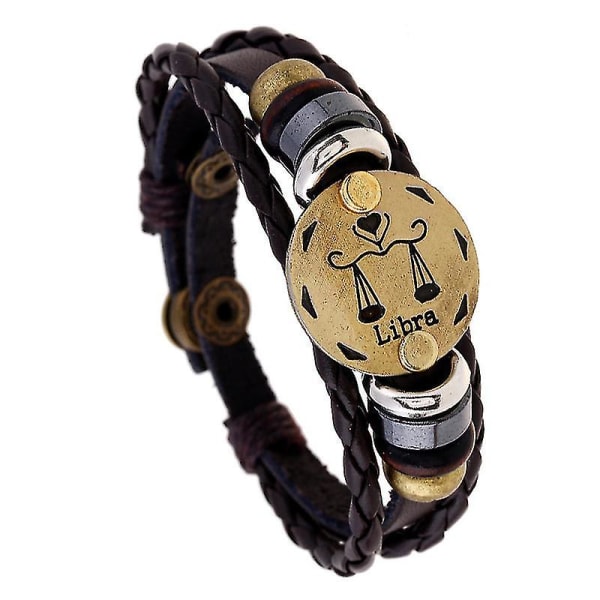 12 stjärnbilder män kvinnor flätade armband manschett Läderlegering Vintage stjärntecken Capricorn