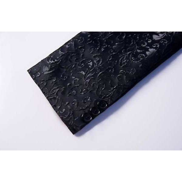 Herre Blomstret Revers Blazer Jakkesæt Print Dinner Smokingjakke black m