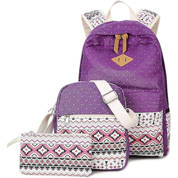 Goldwheat Canvas Skolesekk Casual Laptopveske Skulderveske for Tenåringsjenter Gutter