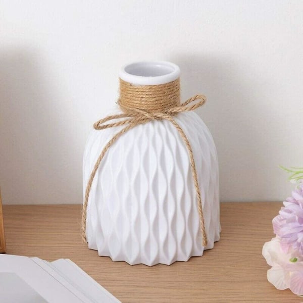 Plastik Vase Lille Smuk Vase Til Blomsterarrangement Dekorative Vaser Til Bryllup Kontor Bordplade Vindue Stue White