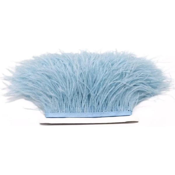2 Yards Bløde & Naturlige Strudsefjer Kantbånd Bånd Bruges Til Kjole, Syning, Håndværksbeklædning, Lysdekoration, Beklædning Diy, Etc. (lyseblå)