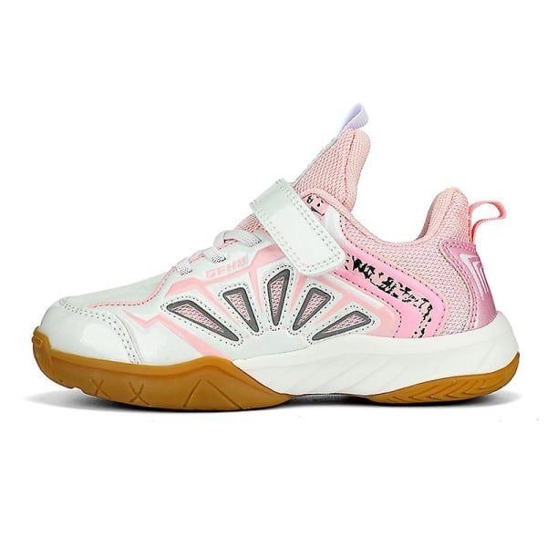 Lätta sneakers för barn, fashionabla inomhusskor för badminton 3D991 WhitePink EU 32