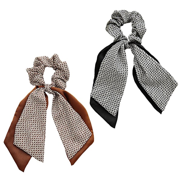 Pakke med 2 knyttede sløyfehårstrikker hårbånd hårbånd scrunchy hestehaleholder for kvinner og jenter Style 3