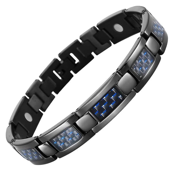 Herre Blå Kulfiber Titanium Magnetisk Armbånd, Justerbart