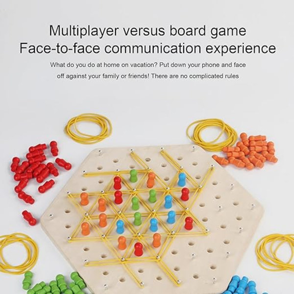 Triggle Rubber Band Game, Triangulärt schackspel,Träkedja schackspel - Strategibrädspel och interaktiv hjärnteaser