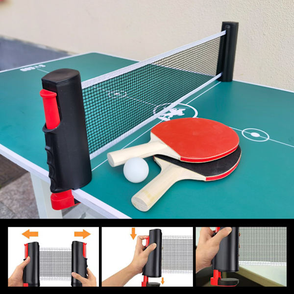 Bordtennissett, Ping Pong-racketer med 2 racketer, 1 uttrekkbart nett, 6 baller, 1 bæreveske, for trenere voksne barn innendørs utendørs